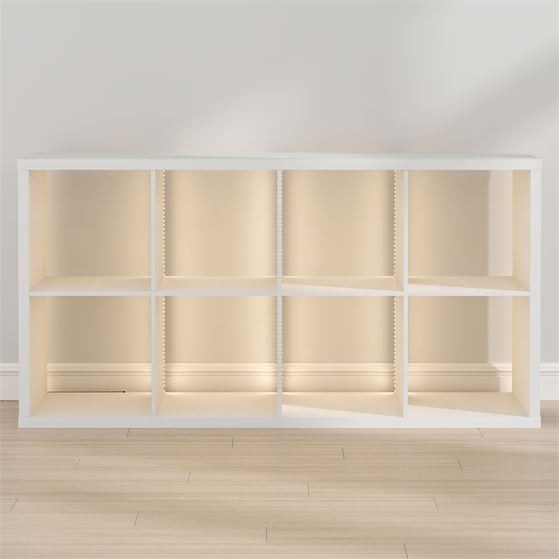 Furinno CUBICLE LED Lights 8-Cube Reversible Extra Thick Frame Bookcase White