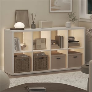 Furinno CUBICLE LED Lights 8-Cube Reversible Extra Thick Frame Bookcase White