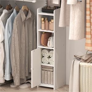 Furinno FULDA 5-Tier Adjustable Narrow Closet Organizer Storage/Door 32H White