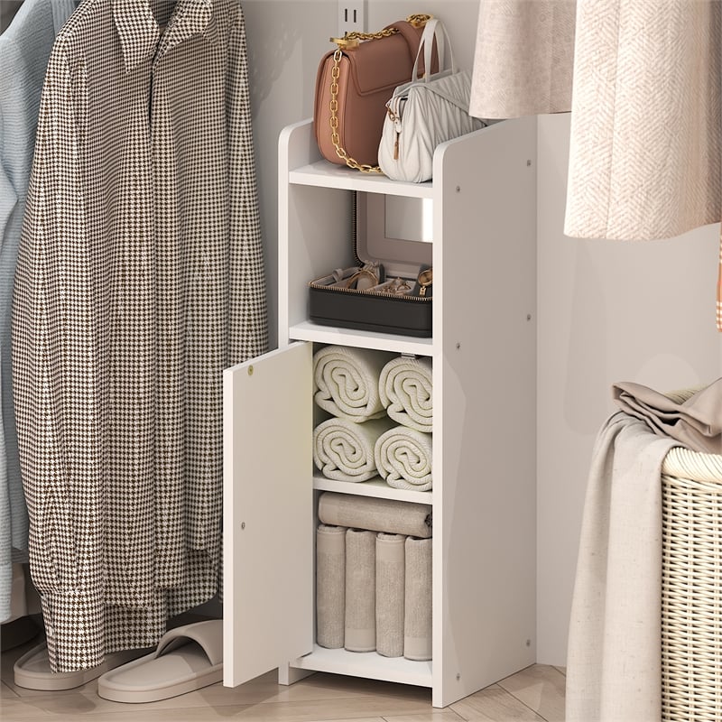 Furinno FULDA 4-Tier Adjustable Narrow Closet Organizer Storage/Door 24H  White