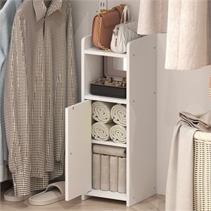 Furinno FULDA 4-Tier Adjustable Narrow Closet Organizer Storage/Door 24H  White