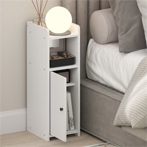 Furinno FULDA 4-Tier Adjustable Narrow Nightstand Bedside Table/Door 24H White