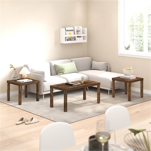 Furinno CLASSIC Coffee/Side Tables Set 1.8 Inch Thick Tabletop Amber Pine