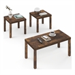 Furinno CLASSIC Coffee/Side Tables Set 1.8 Inch Thick Tabletop Amber Pine