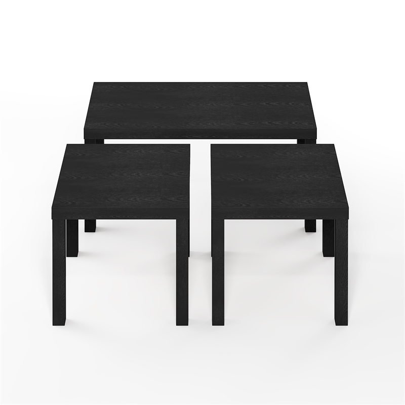 Furinno CLASSIC Coffee/Side Tables Set 1.8 Inch Thick Tabletop Black