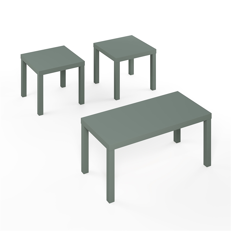 Furinno CLASSIC Coffee/Side Tables Set 1.8 Inch Thick Tabletop Sage Green
