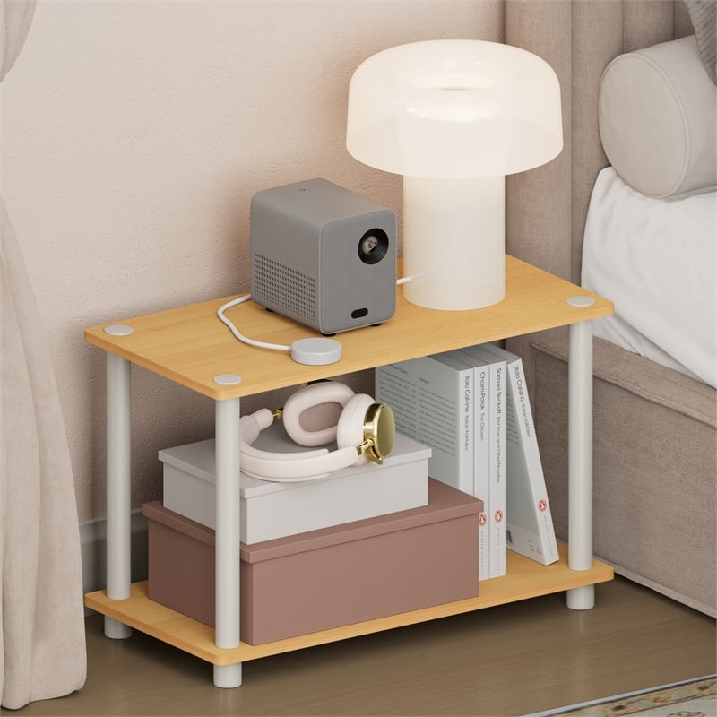 Furinno TURN-N-TUBE Toolless Nightstand with Open Shelf Side/End Table Beech