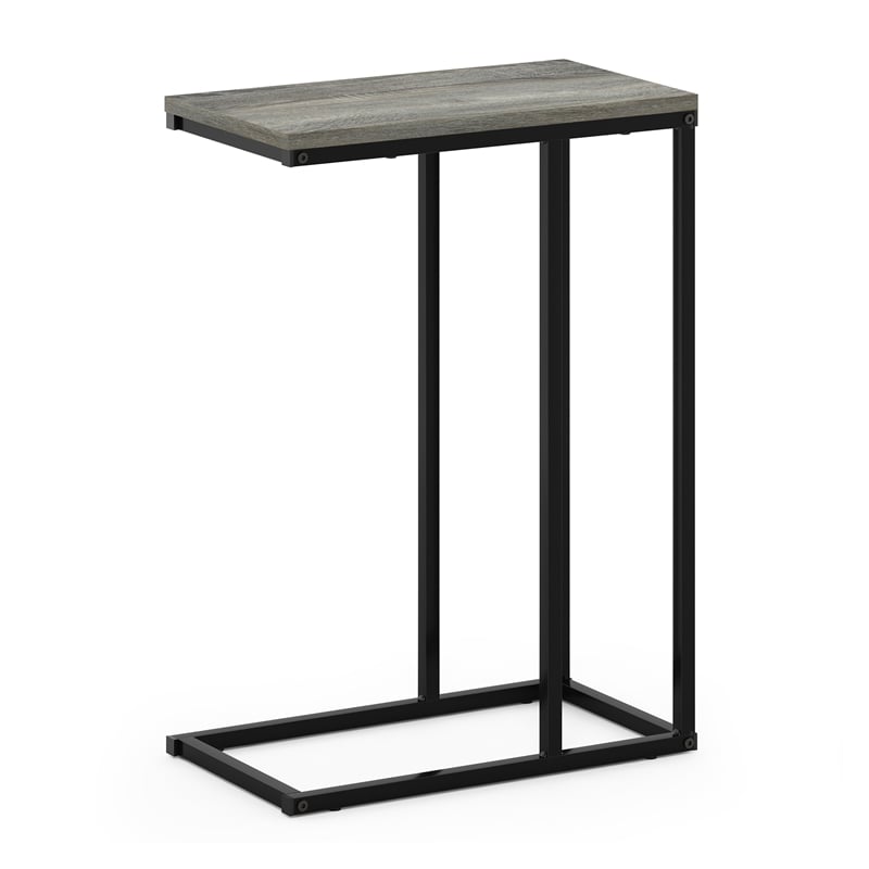 Furinno CAMNUS C-shape Metal Frame Nightstand Side/End Table French Oak Grey