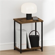 Furinno SIMPLISTIC 2-Tier Metal Frame Open Nightstand End/Side Table Amber Pine