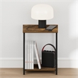 Furinno SIMPLISTIC 2-Tier Metal Frame Open Nightstand End/Side Table Amber Pine