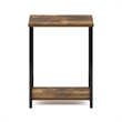 Furinno SIMPLISTIC 2-Tier Metal Frame Open Nightstand End/Side Table Amber Pine