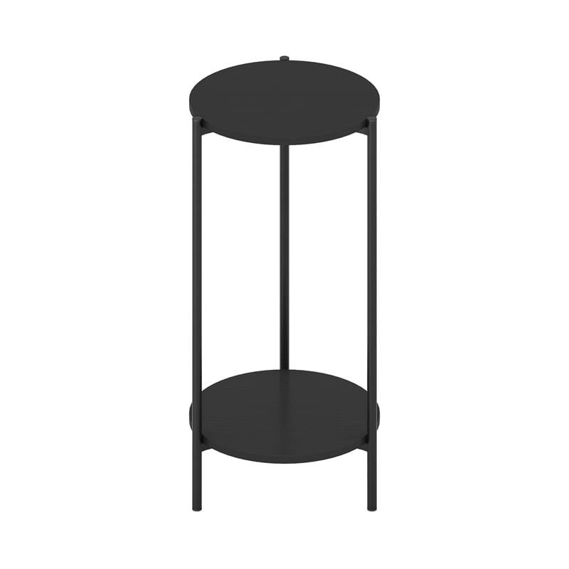 Furinno BESI 2-Tier Round Plant Stand Metal Flower Pot Outdoor/Indoor Americano