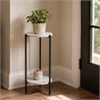 Furinno BESI 2-Tier Plant Stand Metal Flower Pot Outdoor/Indoor Marble White