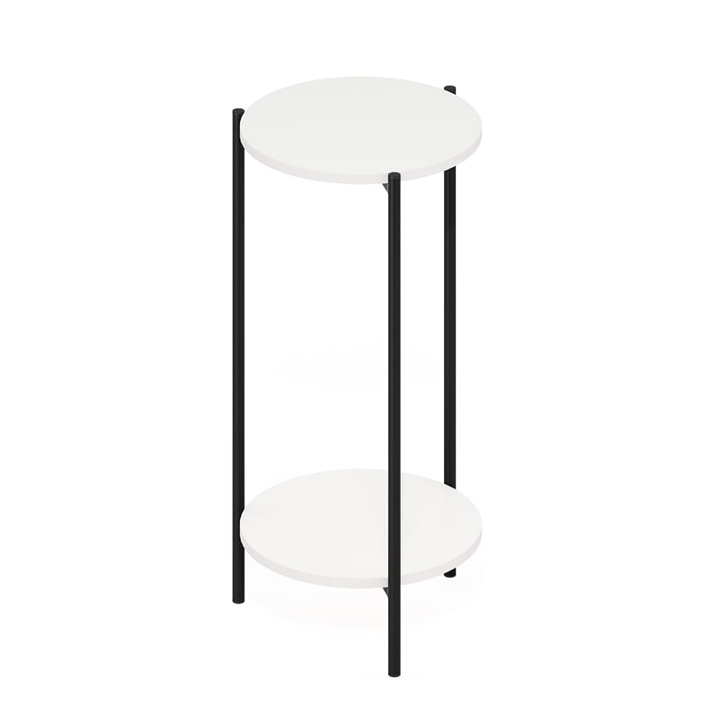 Furinno BESI 2-Tier Round Plant Stand Metal Flower Pot Outdoor/Indoor White