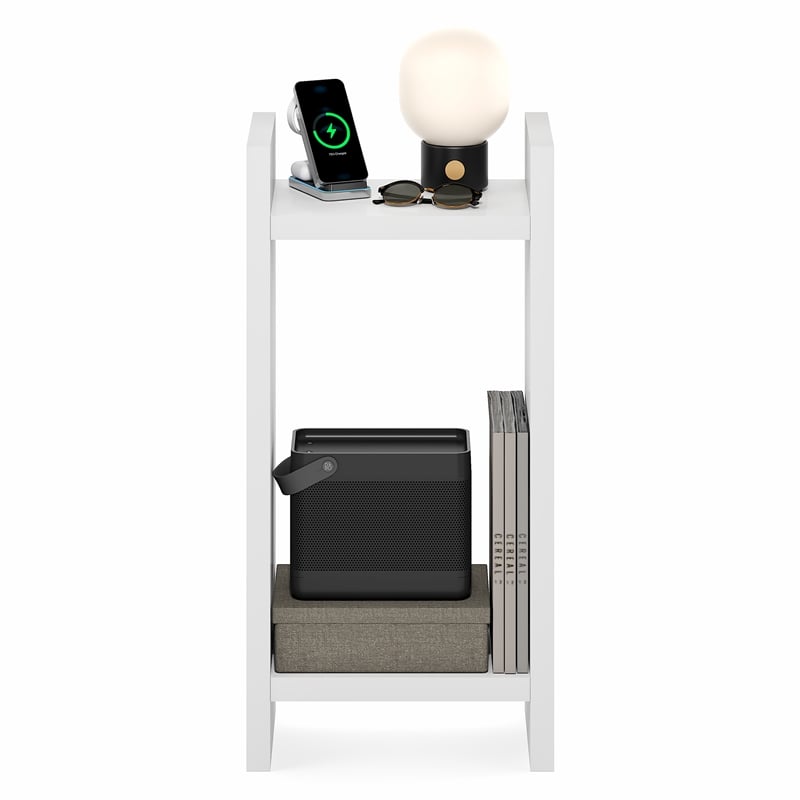 Furinno VIOLA 2-Tier Narrow Plant Stand 1.2-Inch Extra Thick Frame White