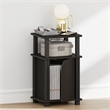 Furinno JUST 3-Tier Open Nightstand with Door Cabinet Side/End Table Espresso
