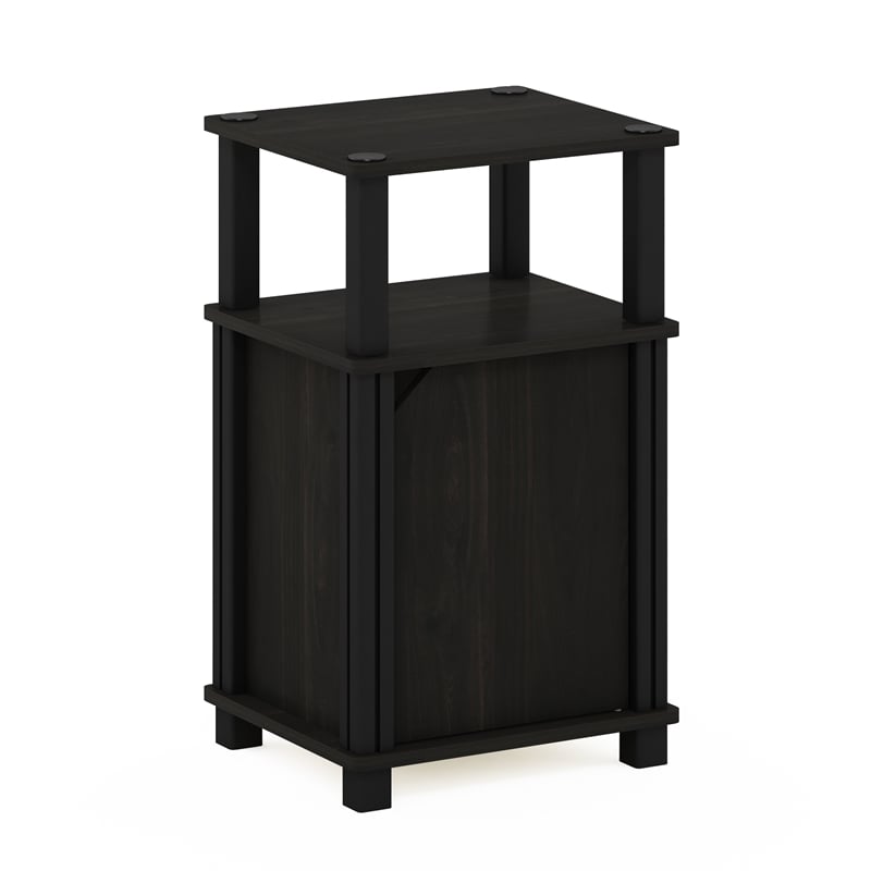 Furinno JUST 3-Tier Open Nightstand with Door Cabinet Side/End Table Espresso