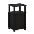 Furinno JUST 3-Tier Open Nightstand with Door Cabinet Side/End Table Espresso
