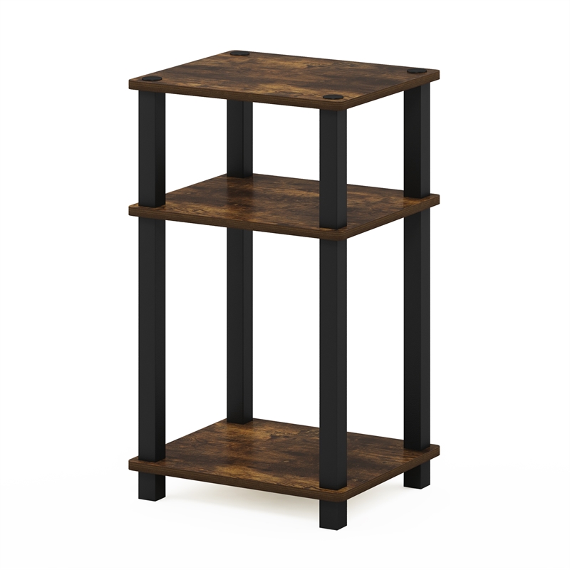Furinno JUST 3-Tier Toolless Nightstand Bedside Table/Square Tube Amber Pine