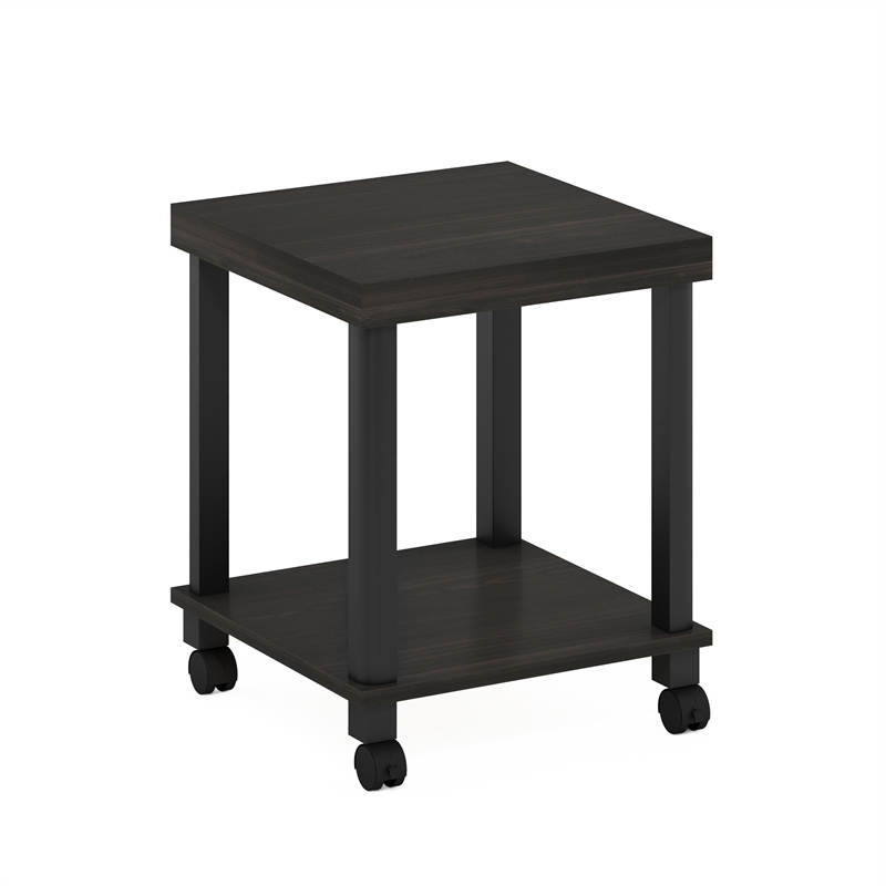 Furinno TURN-N-TUBE 2-Tier Thick Tabletop Nightstand/Wheels Toolless Espresso