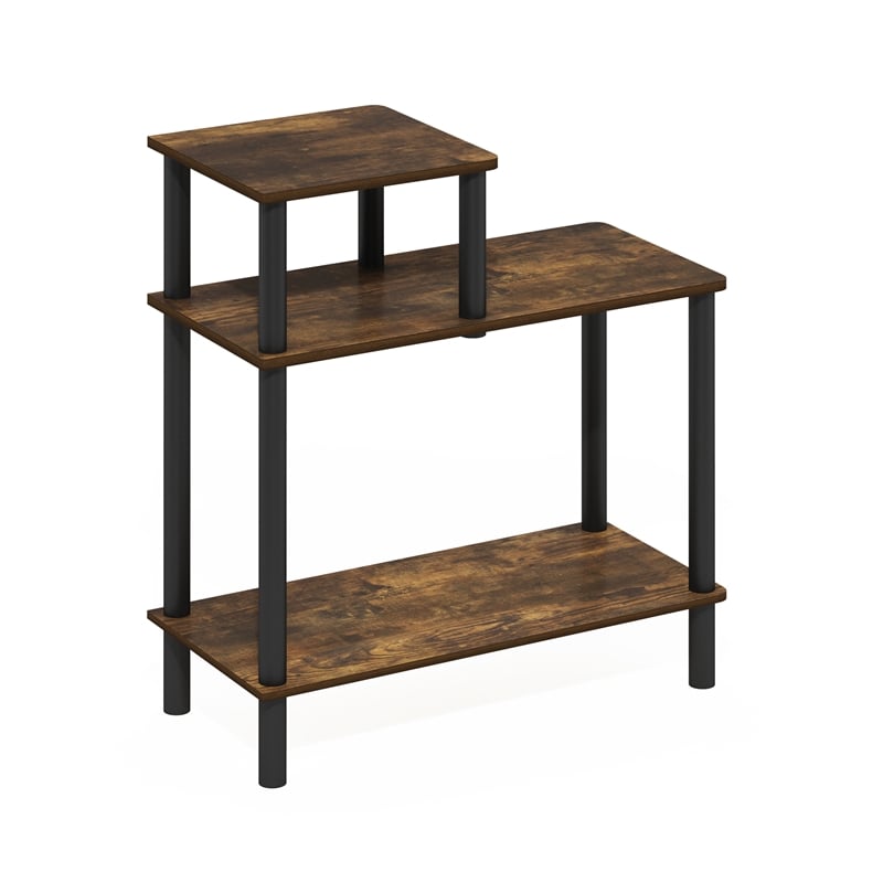 Furinno TURN-N-TUBE 3-Tier Open Nightstand Toolless Side/End Table Amber Pine