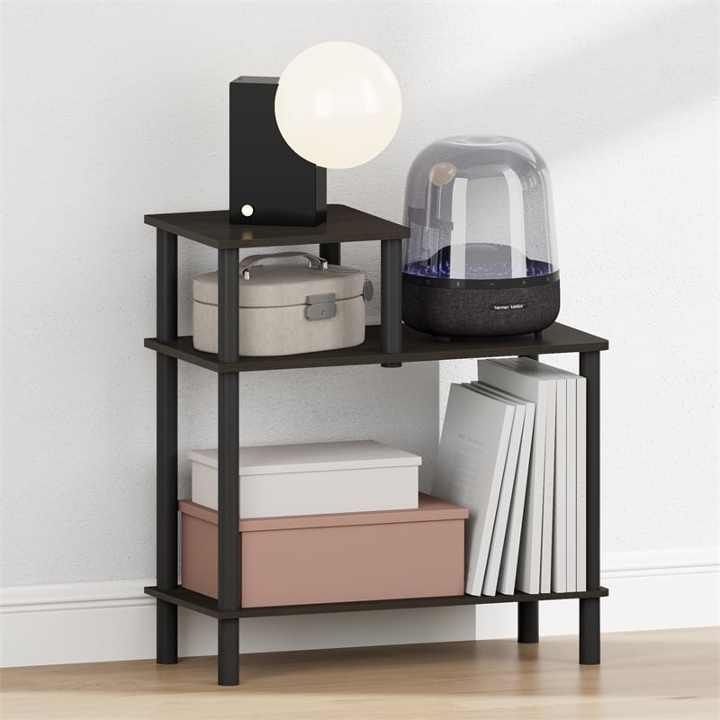 Furinno TURN-N-TUBE 3-Tier Open Nightstand Toolless Side/End Table Espresso
