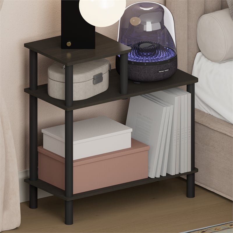 Furinno TURN-N-TUBE 3-Tier Open Nightstand Toolless Side/End Table Espresso
