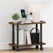 Furinno TURN-N-TUBE 2-Tier Oval Nightstand/Wheels Round Corner Amber Pine