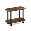 Furinno TURN-N-TUBE 2-Tier Oval Nightstand/Wheels Round Corner Amber Pine