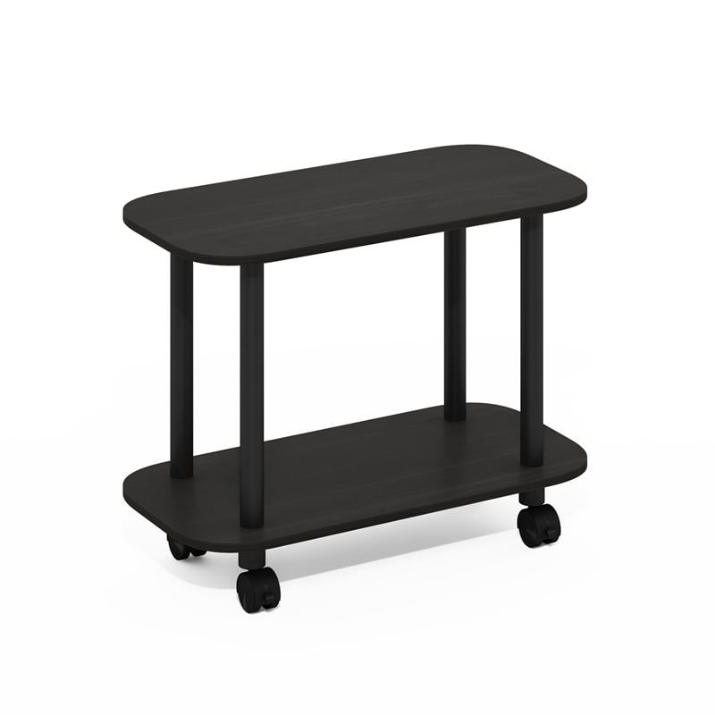 Furinno TURN-N-TUBE 2-Tier Oval Nightstand/Wheels Round Corner Espresso