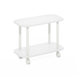 Furinno TURN-N-TUBE 2-Tier Oval Nightstand/Wheels Round Corner White