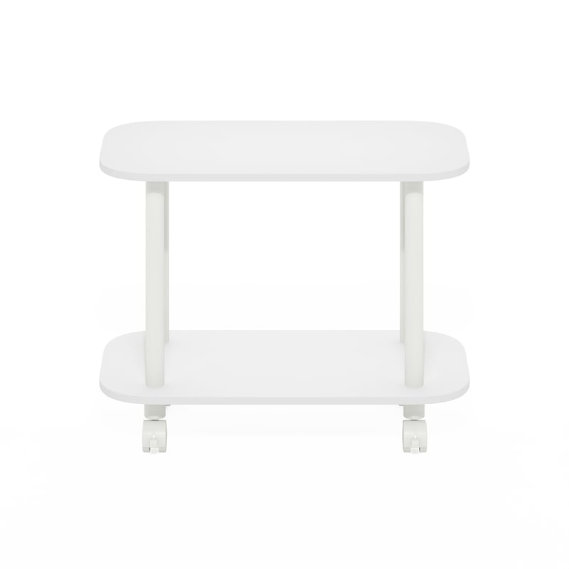 Furinno TURN-N-TUBE 2-Tier Oval Nightstand/Wheels Round Corner White