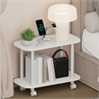 Furinno TURN-N-TUBE 2-Tier Oval Nightstand/Wheels Round Corner White