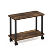 Furinno TURN-N-TUBE 2-Tier Toolless Nightstand/Wheels Round Corner Amber Pine