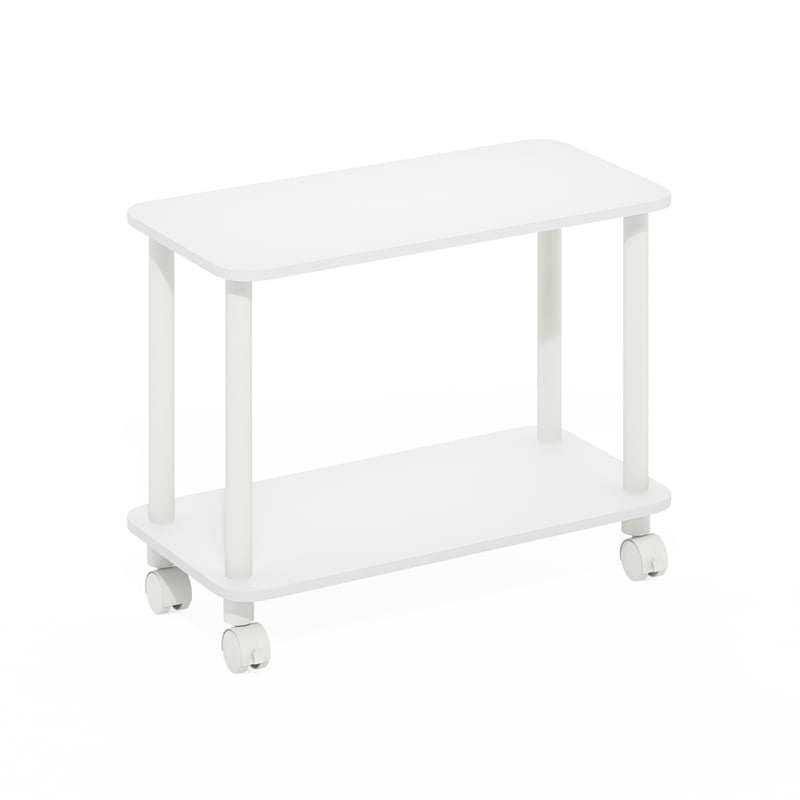 Furinno TURN-N-TUBE 2-Tier Open Toolless Nightstand/Wheels Round Corner White