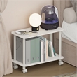 Furinno TURN-N-TUBE 2-Tier Open Toolless Nightstand/Wheels Round Corner White