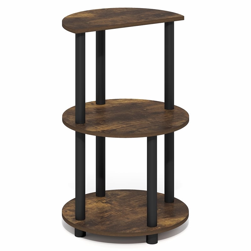 Furinno TURN-N-TUBE 3-Tier Half Round Top Panel Open Nightstand Amber Pine