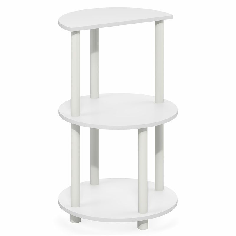 Furinno TURN-N-TUBE 3-Tier Half Round Table Top Nightstand End Table White