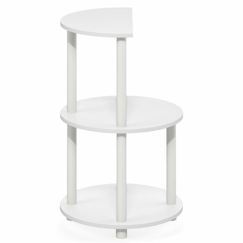 Furinno TURN-N-TUBE 3-Tier Half Round Table Top Nightstand End Table White