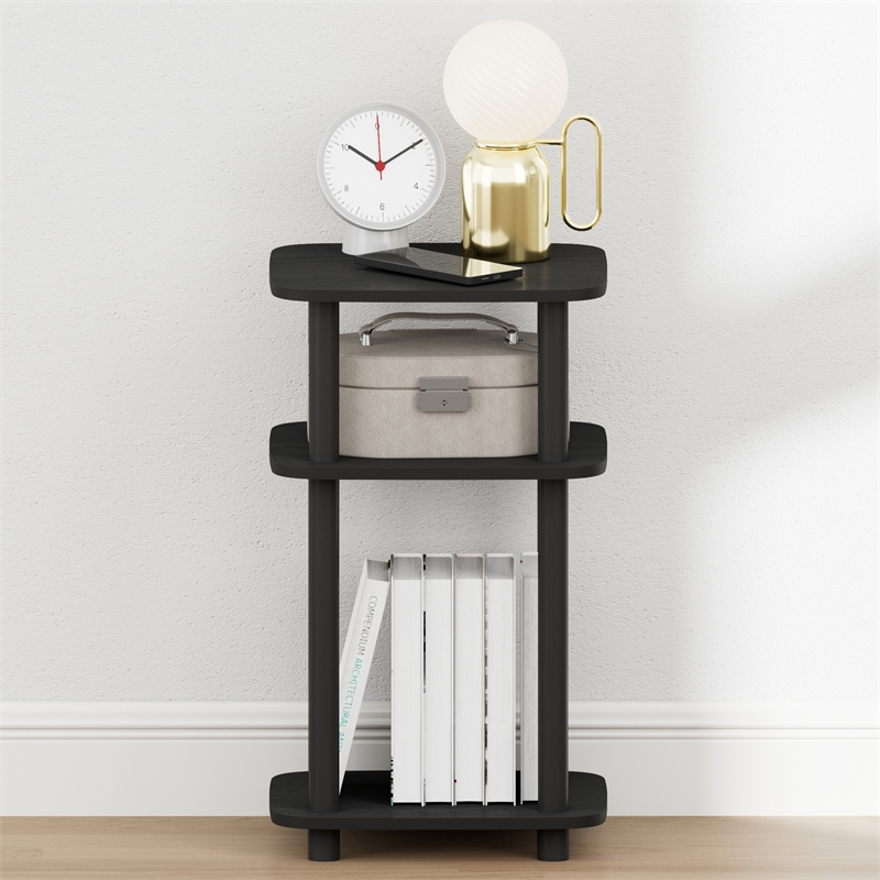 Furinno JUST 3-Tier Turn-N-Tube Open Nightstand Round Curve Corner Americano