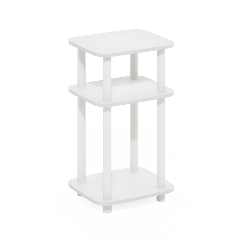 Furinno JUST 3-Tier Turn-N-Tube Open Nightstand Round Curve Corner White