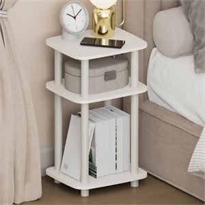 Furinno JUST 3-Tier Turn-N-Tube Open Nightstand Round Curve Corner White