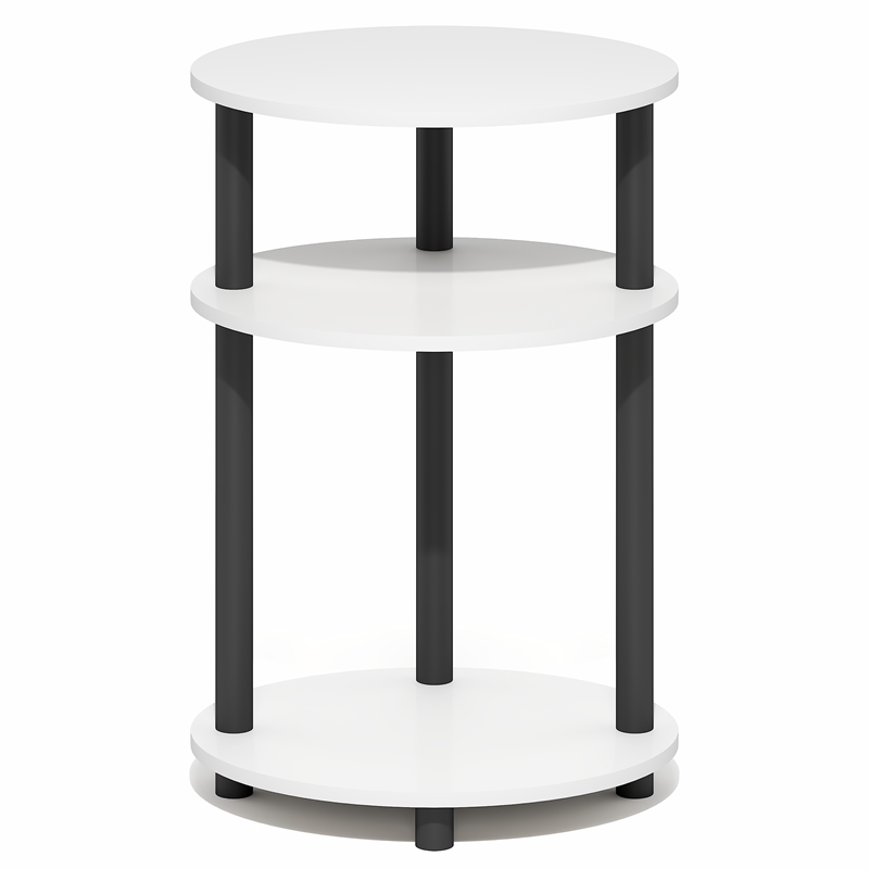 Furinno TURN-N-TUBE 3-Tier Oval Toolless Narrow Nightstand Side/End Table White