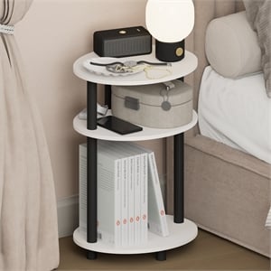 Furinno TURN-N-TUBE 3-Tier Oval Toolless Narrow Nightstand Side/End Table White