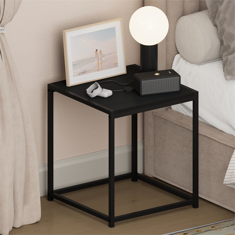 Furinno CAMNUS Metal Frame Nightstand Toolless Side/End Table Americano