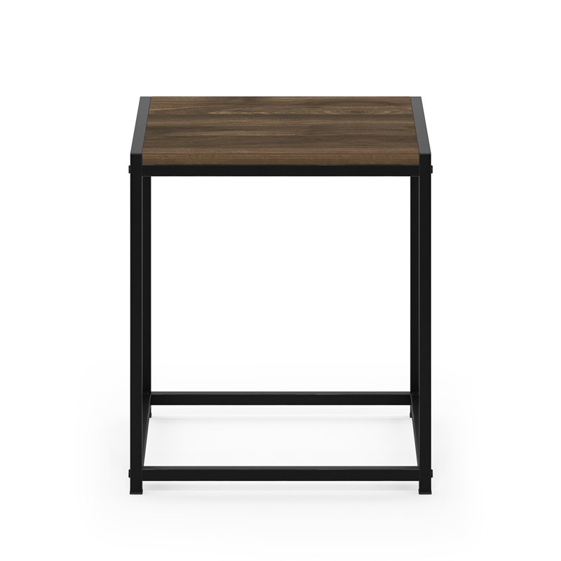 Furinno CAMNUS Metal Frame Nightstand Toolless Side/End Table Columbia Walnut