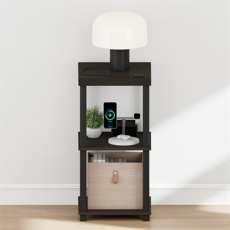 Furinno TURN-N-TUBE 3-Tier Thick Tabletop Toolless Open Nightstand Espresso