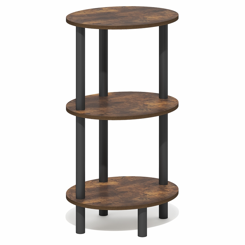 Furinno TURN-N-TUBE 3-Tier Toolless Oval Nightstand Side/End Table Amber Pine