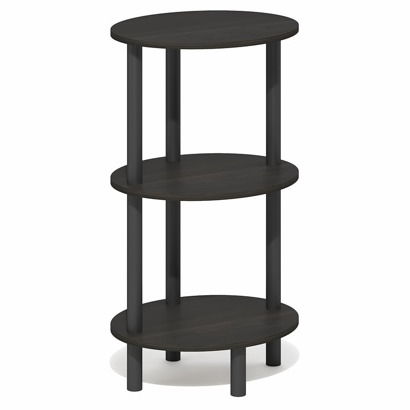 Furinno TURN-N-TUBE 3-Tier Toolless Oval Nightstand Side/End Table Espresso