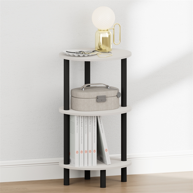 Furinno TURN-N-TUBE 3-Tier Toolless Oval Narrow Nightstand Side/End Table White